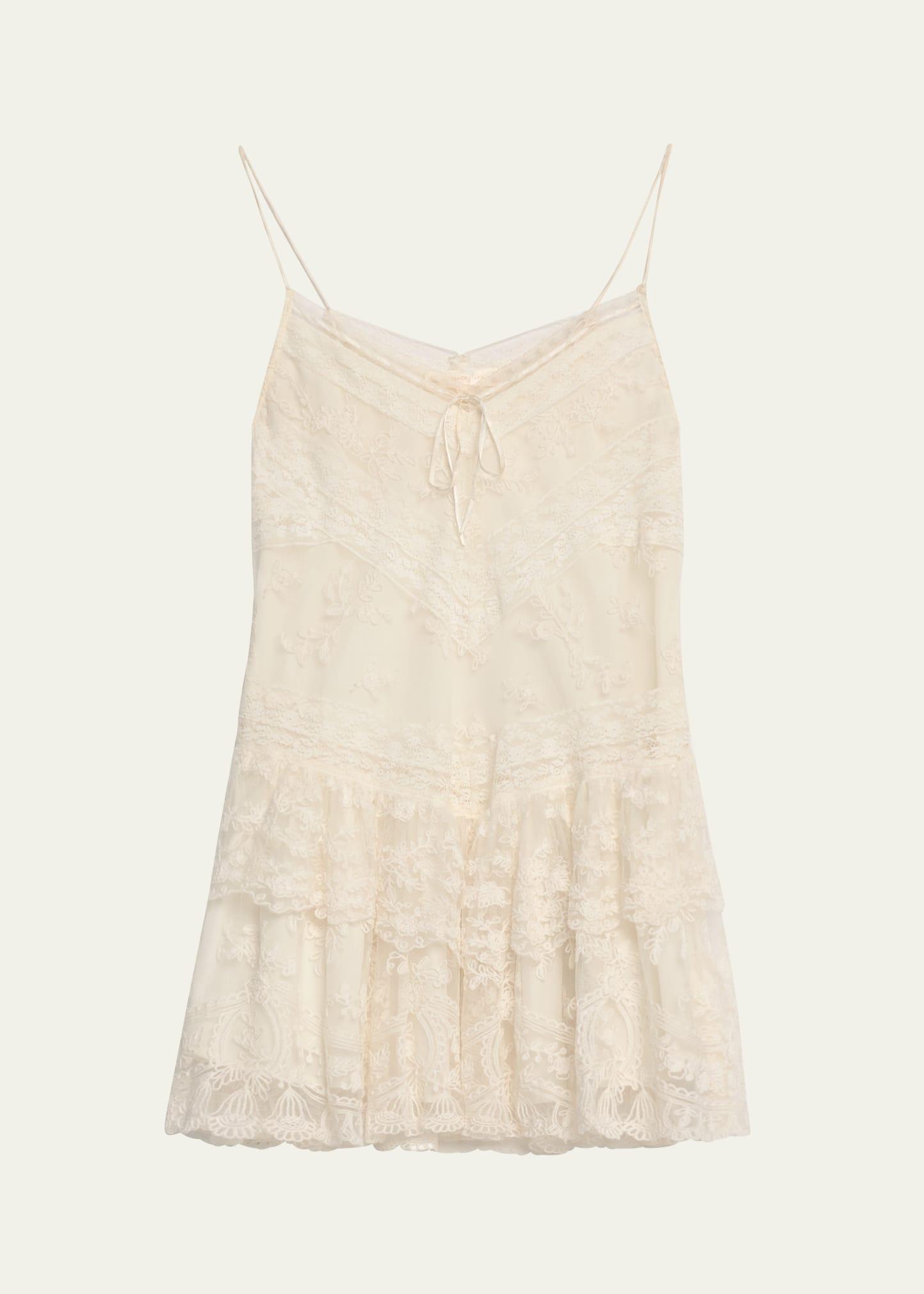 beauval drop-waist lace mini dress