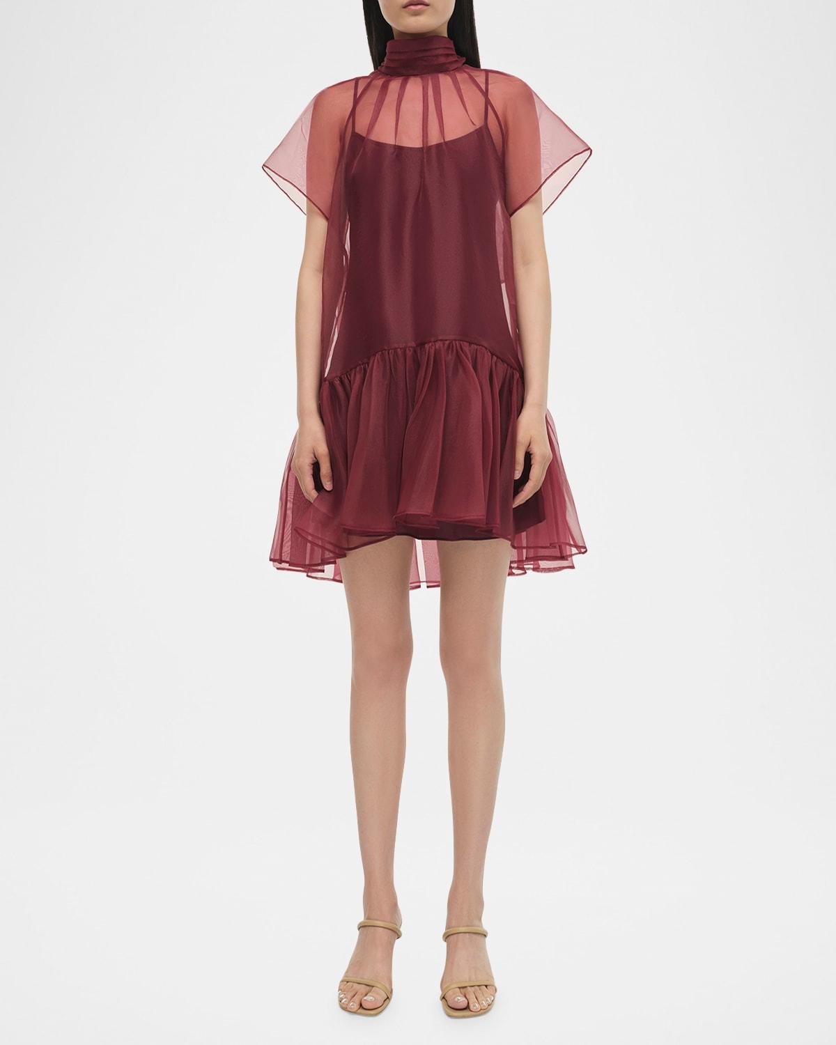 beaux sheer tiered mini dress