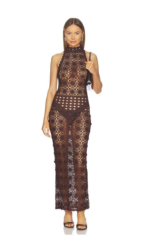 bec + bridge ania halter maxi dress in chocolate.