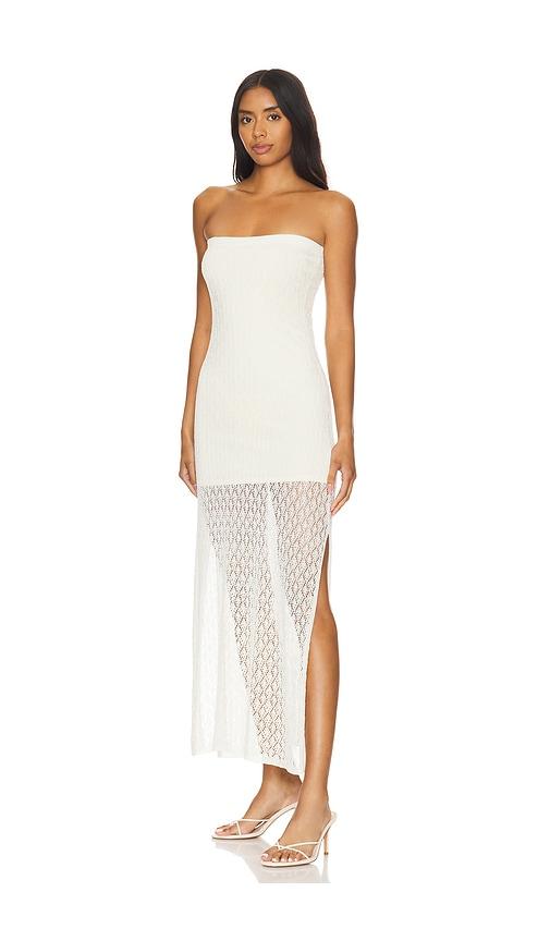 bec + bridge aurora strapless dress in ivory.