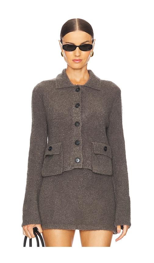 bec + bridge josie crop cardigan in charcoal.