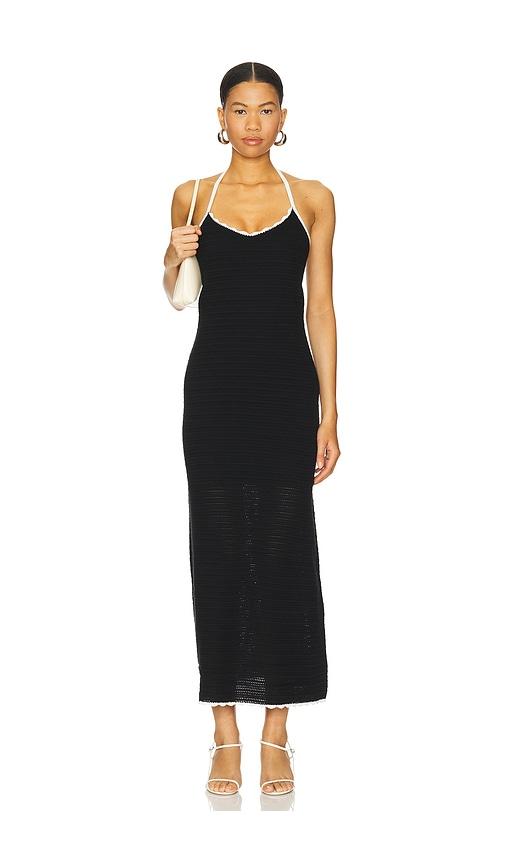 bec + bridge ravyn halter maxi dress in black.