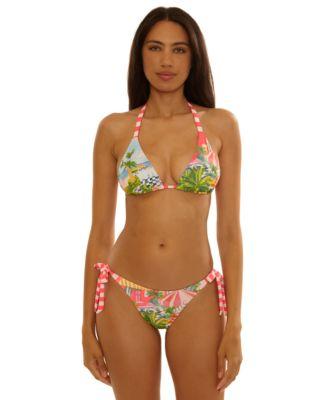 becca womens beach cheryl reversible triangle top miami moderate coverage swim bottoms
