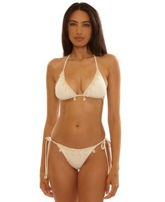 becca womens caught in the net cheryl triangle v neck top demi tie side swim bottoms