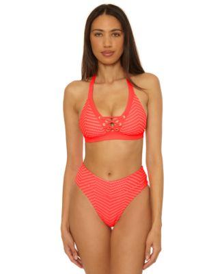 becca womens connect corset lace up bikini top high waist bottoms