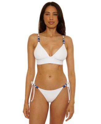 becca womens modern edge rib banded bikini top tie side bikini bottoms