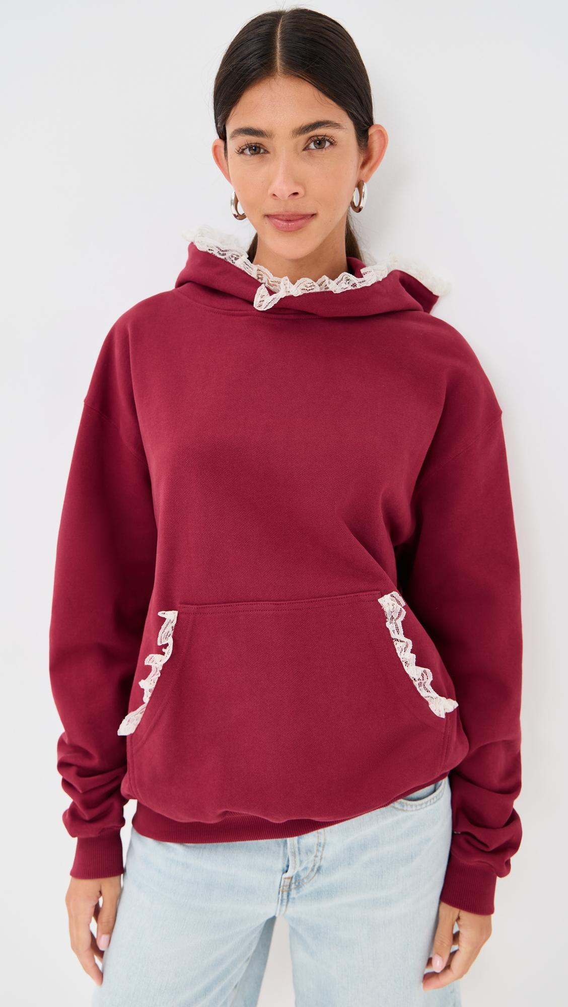 becky lace trim hoodie