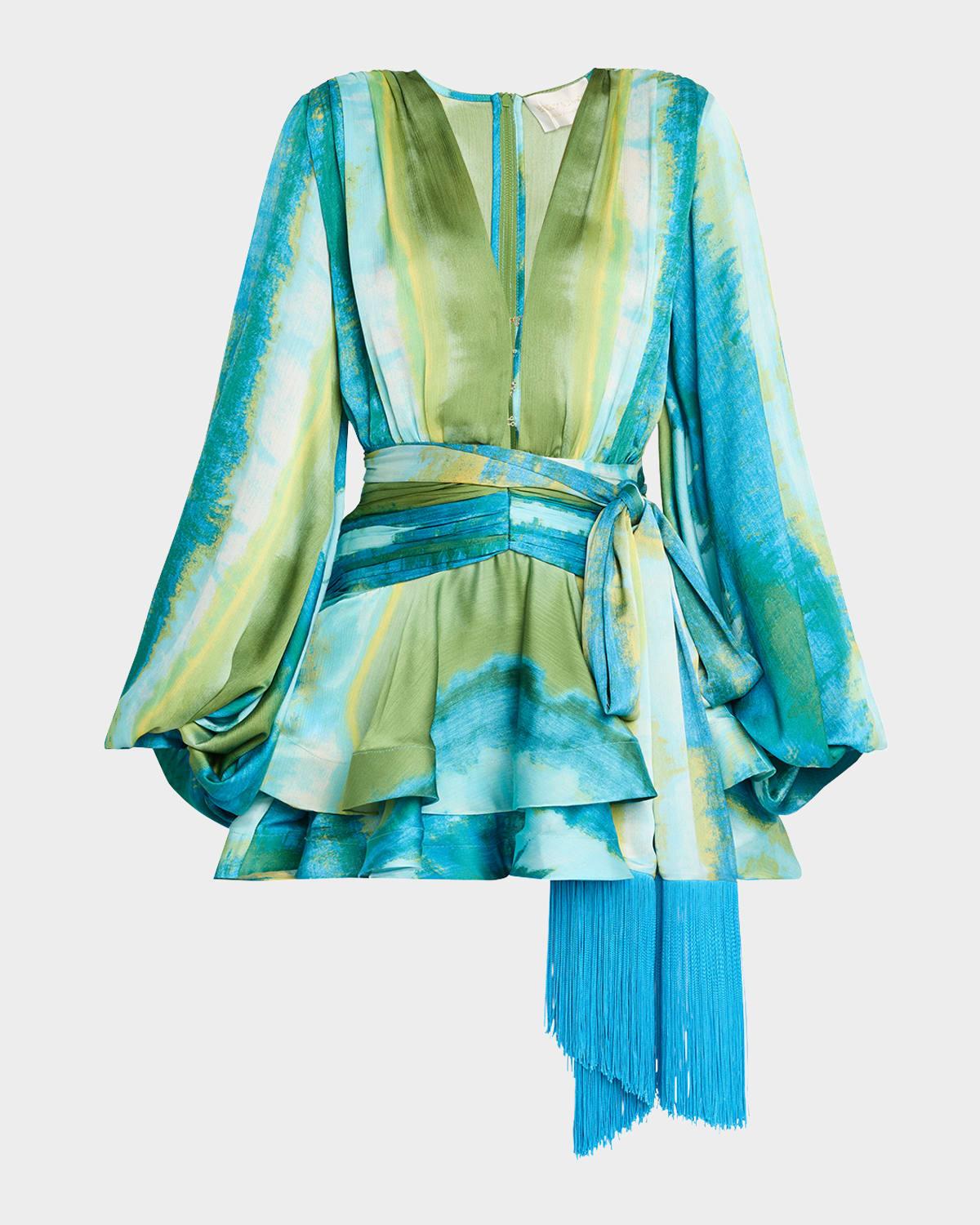 bedouin coastal tiered deep v-neck mini dress