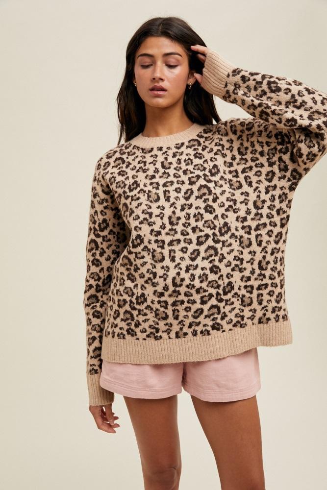 beige animal print sweater