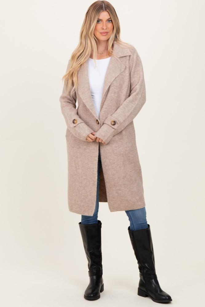 beige knit long sweater coat