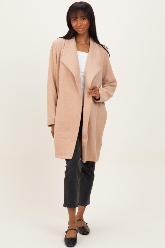 beige knit relaxed fit coat jacket