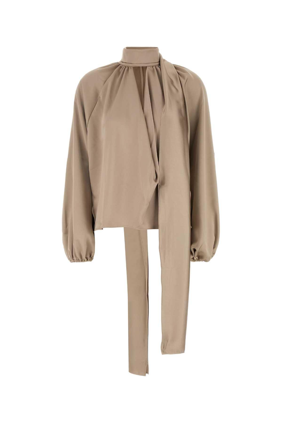 beige satin viola blouse