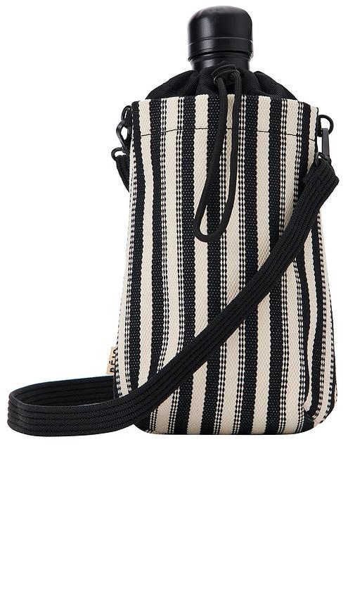beis the summer stripe water bottle crossbody in black.