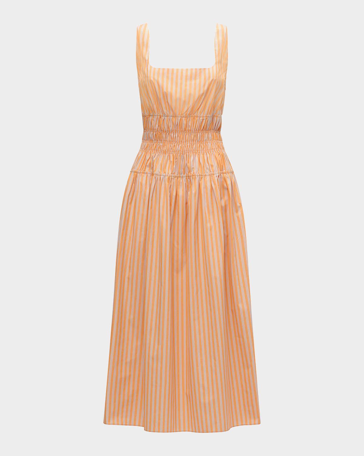 belinda square-neck striped cotton midi dress