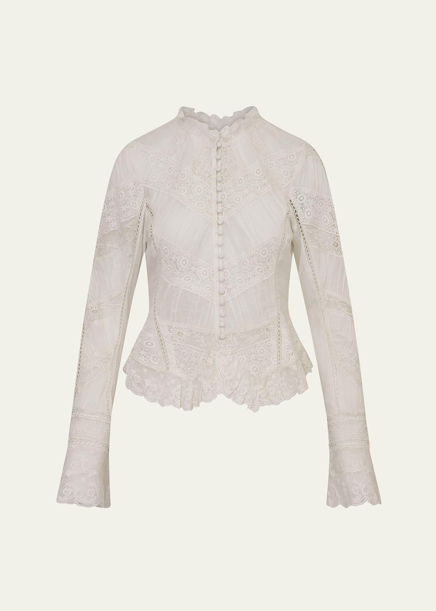 beline embroidered button-front top