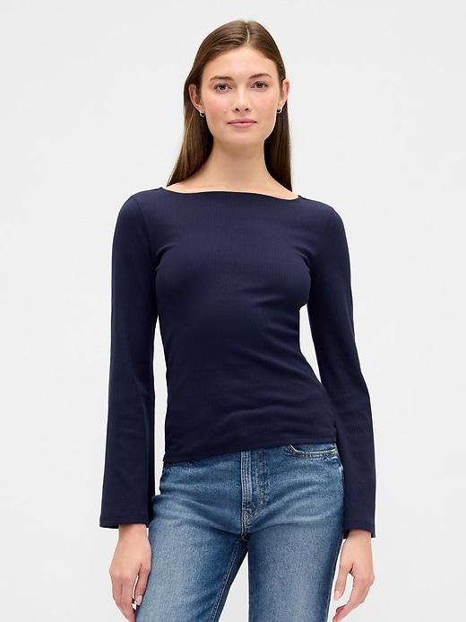 bell sleeve boatneck t-shirt