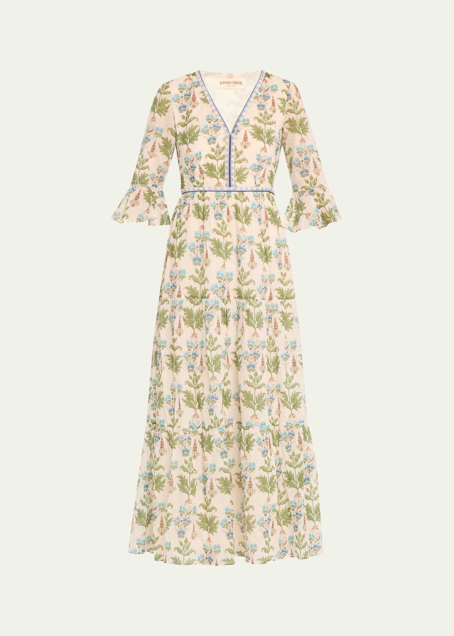 bella 2 persian botanic print bell cuff dress