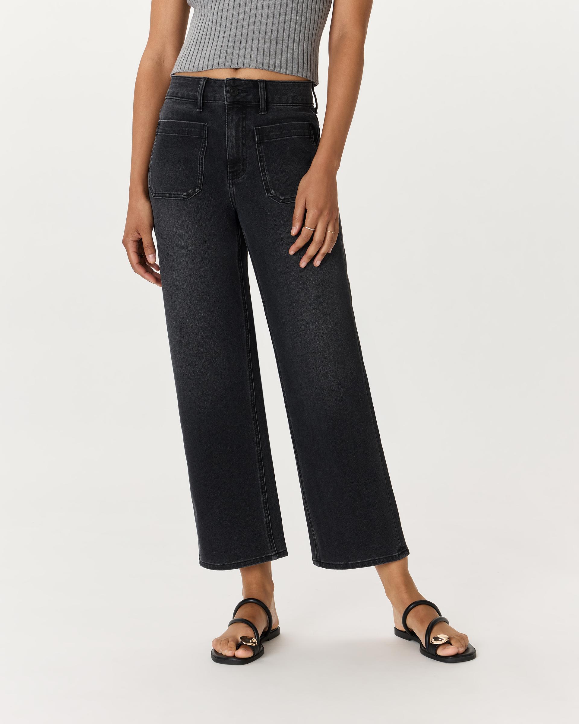 bella stretch patch pocket wide leg jeans