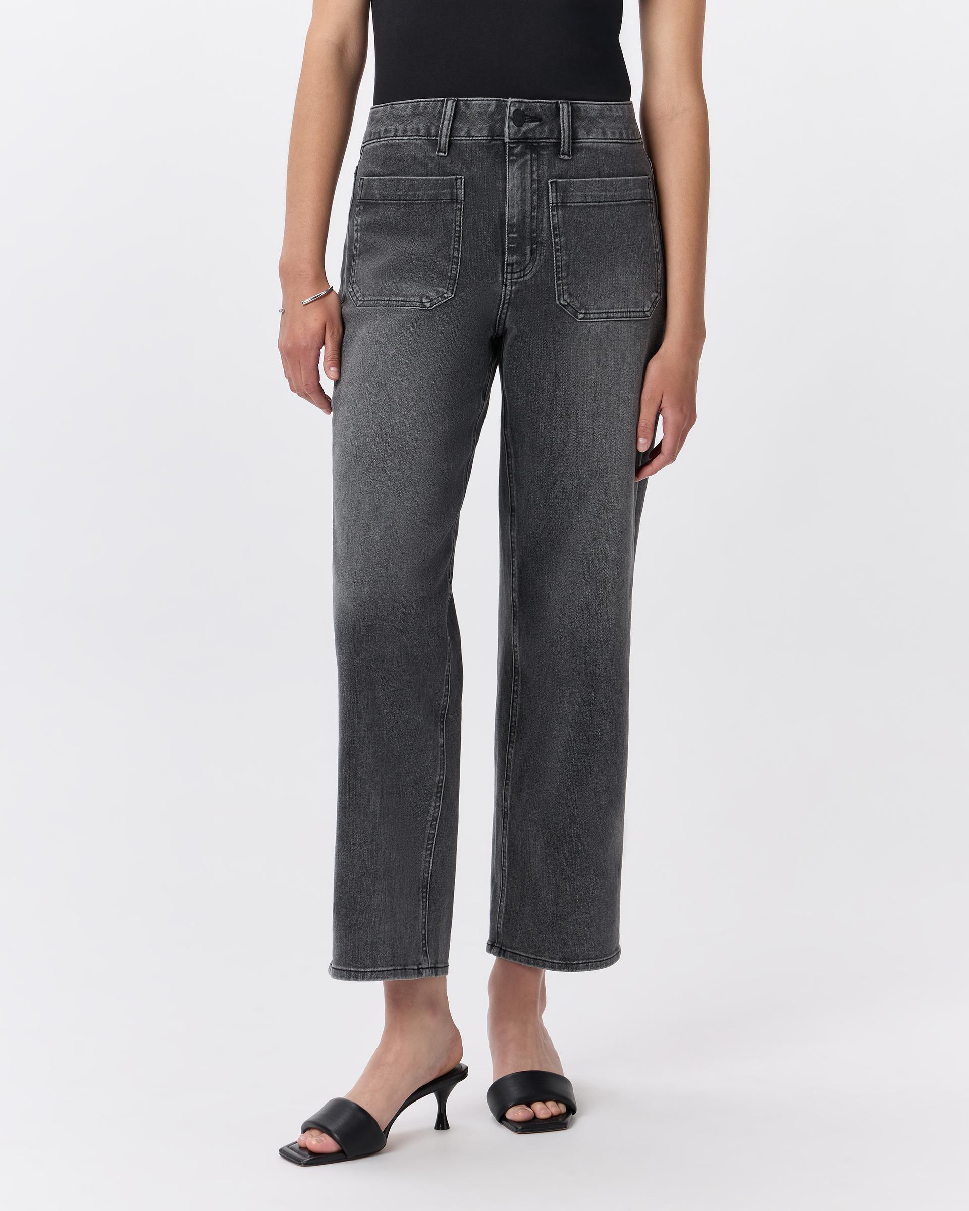 bella stretch patch pocket wide leg jeans