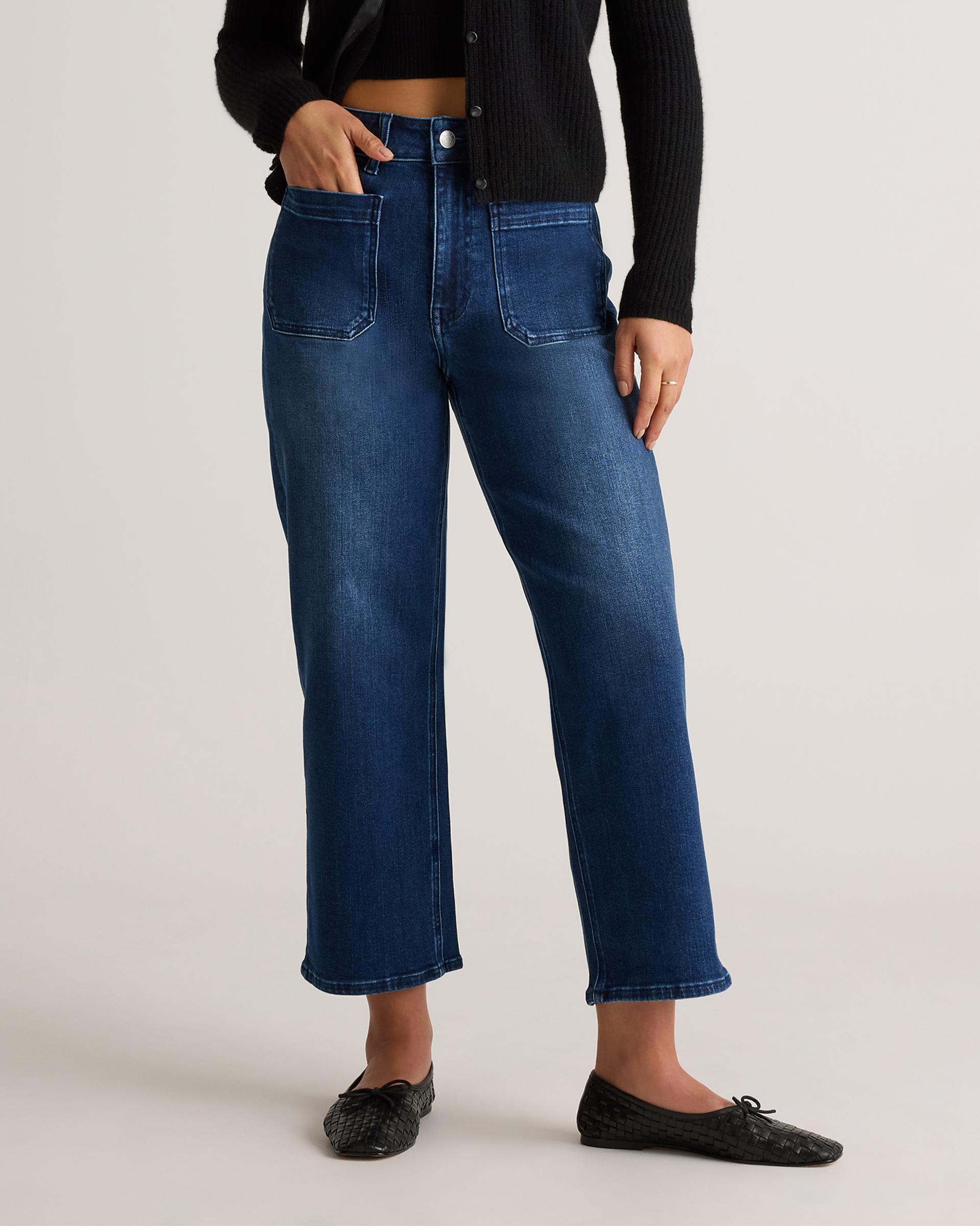 bella stretch patch pocket wide leg jeans