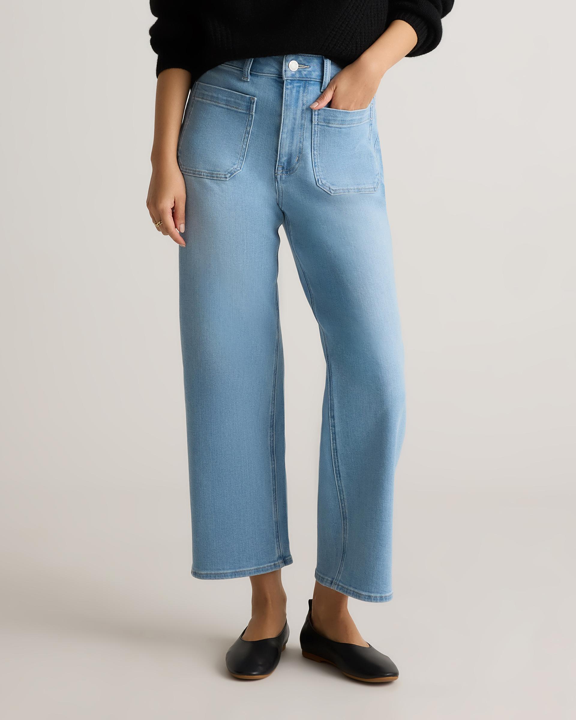 bella stretch patch pocket wide leg jeans