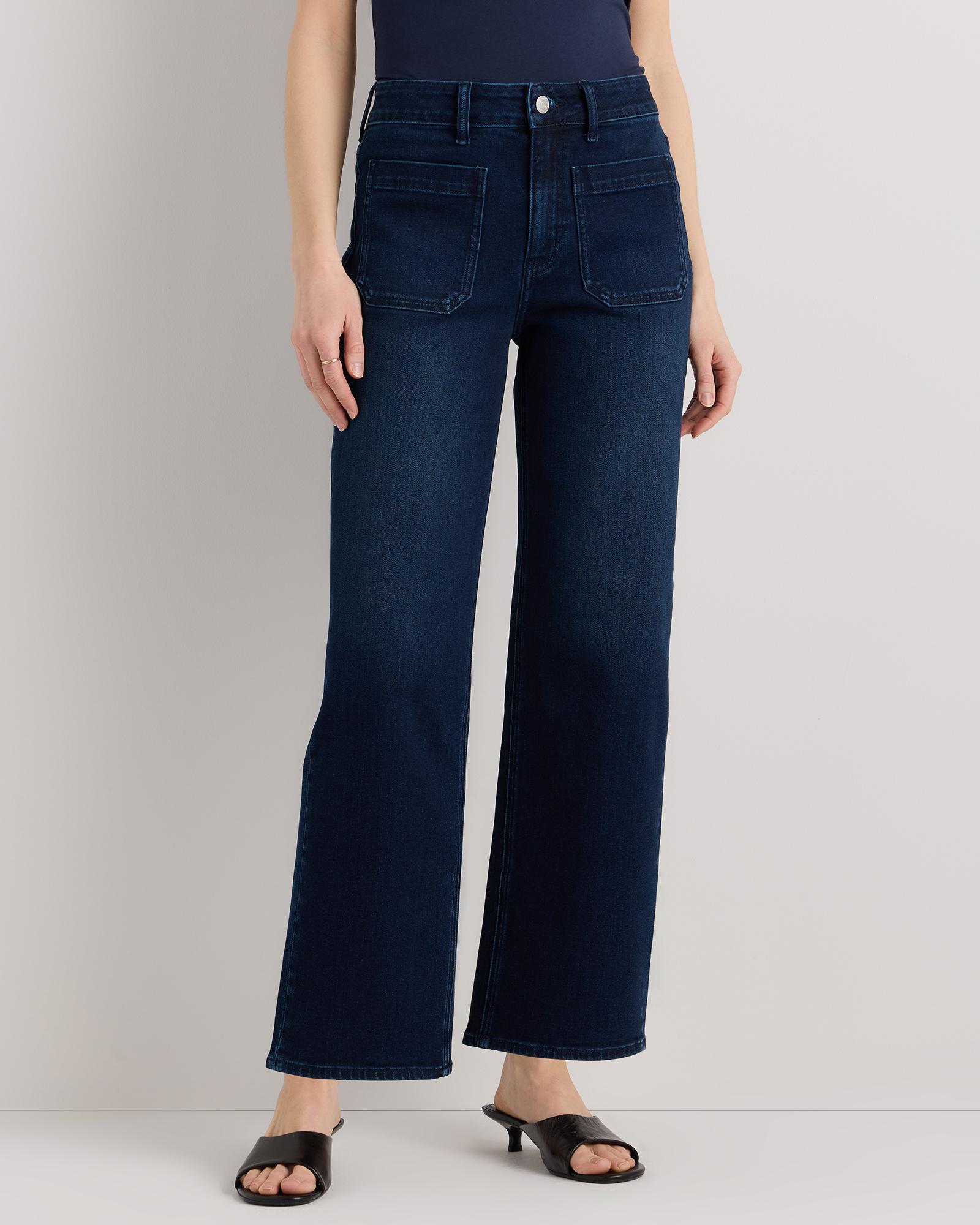 bella stretch patch pocket wide leg jeans