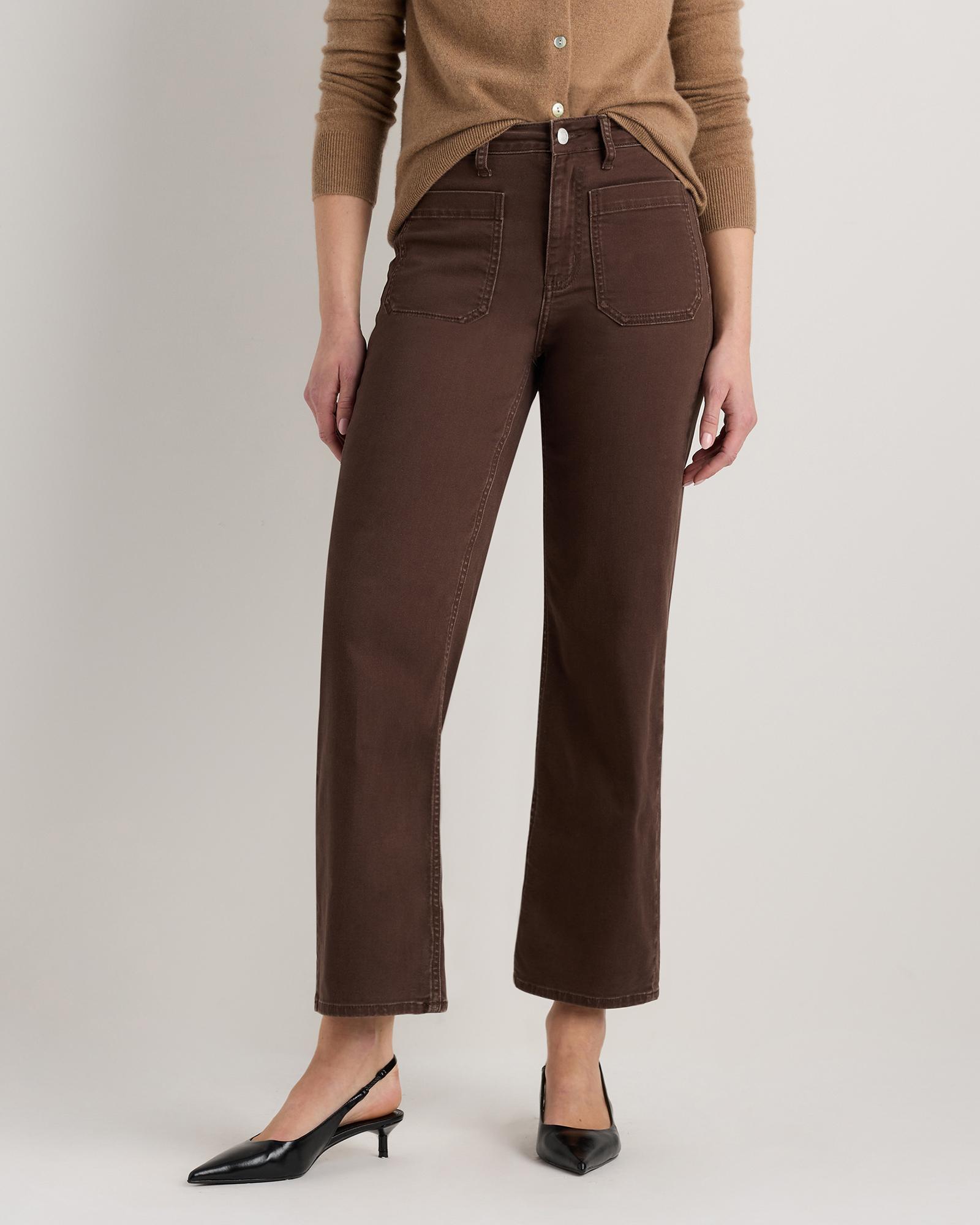 bella stretch patch pocket wide leg jeans