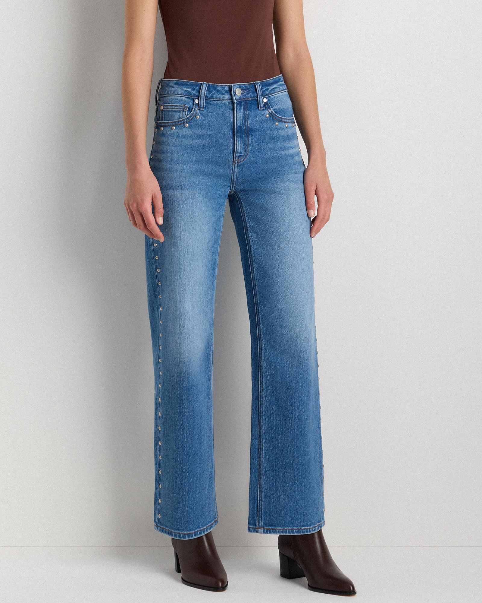 bella stretch studded relaxed straight jeans