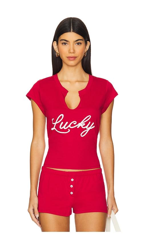 bella venice lucky tee in red.