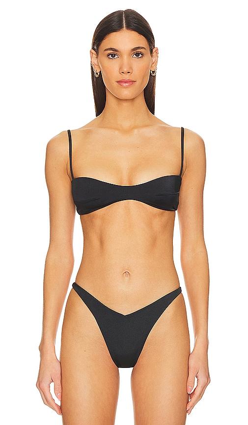 belle anna clio bikini top in black.
