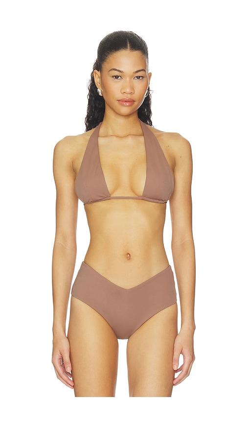 belle anna maris bikini top in taupe.