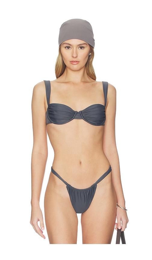 belle anna oracle bikini top in grey.