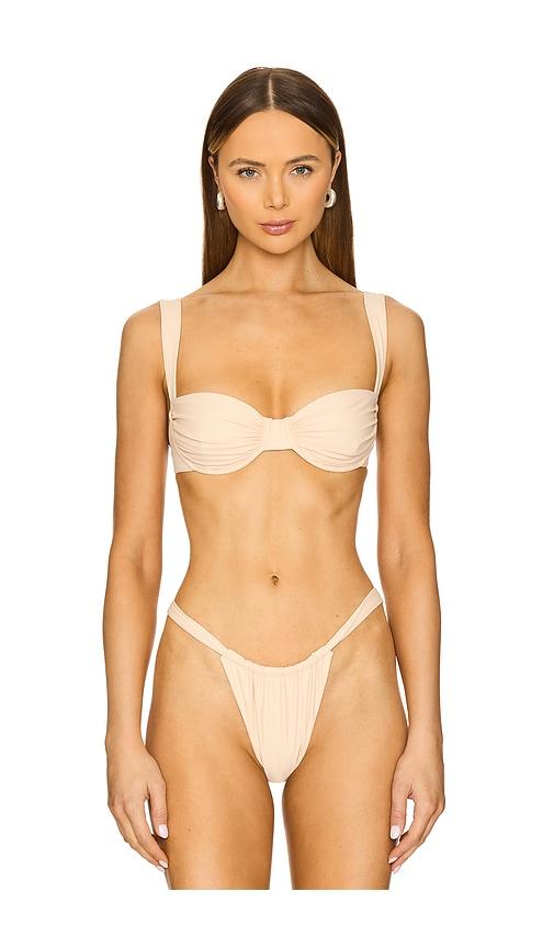 belle anna oracle bikini top in peach.