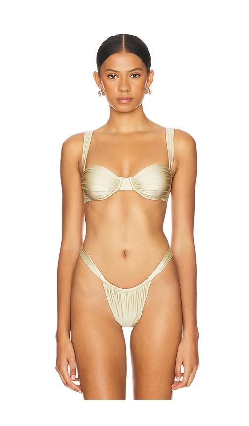 belle anna oracle top in metallic gold.