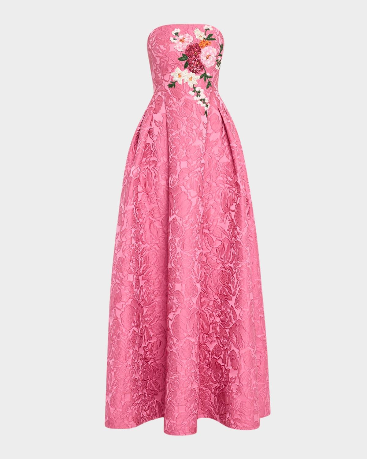 belle embroidered floral jacquard gown