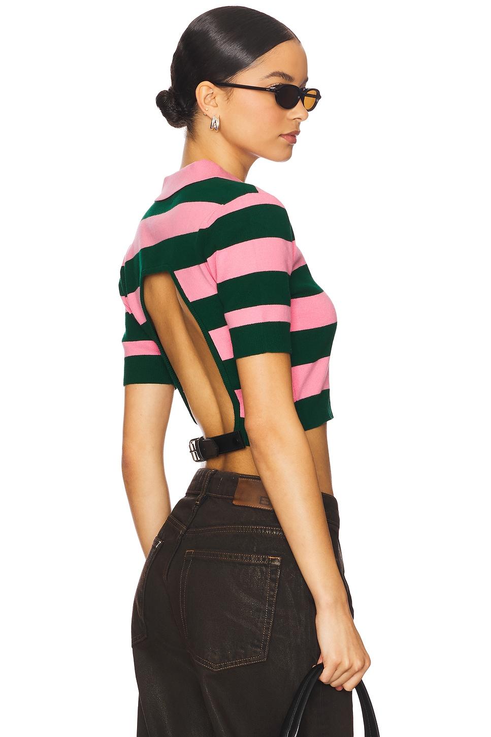 belt back cut-out short sleeve top