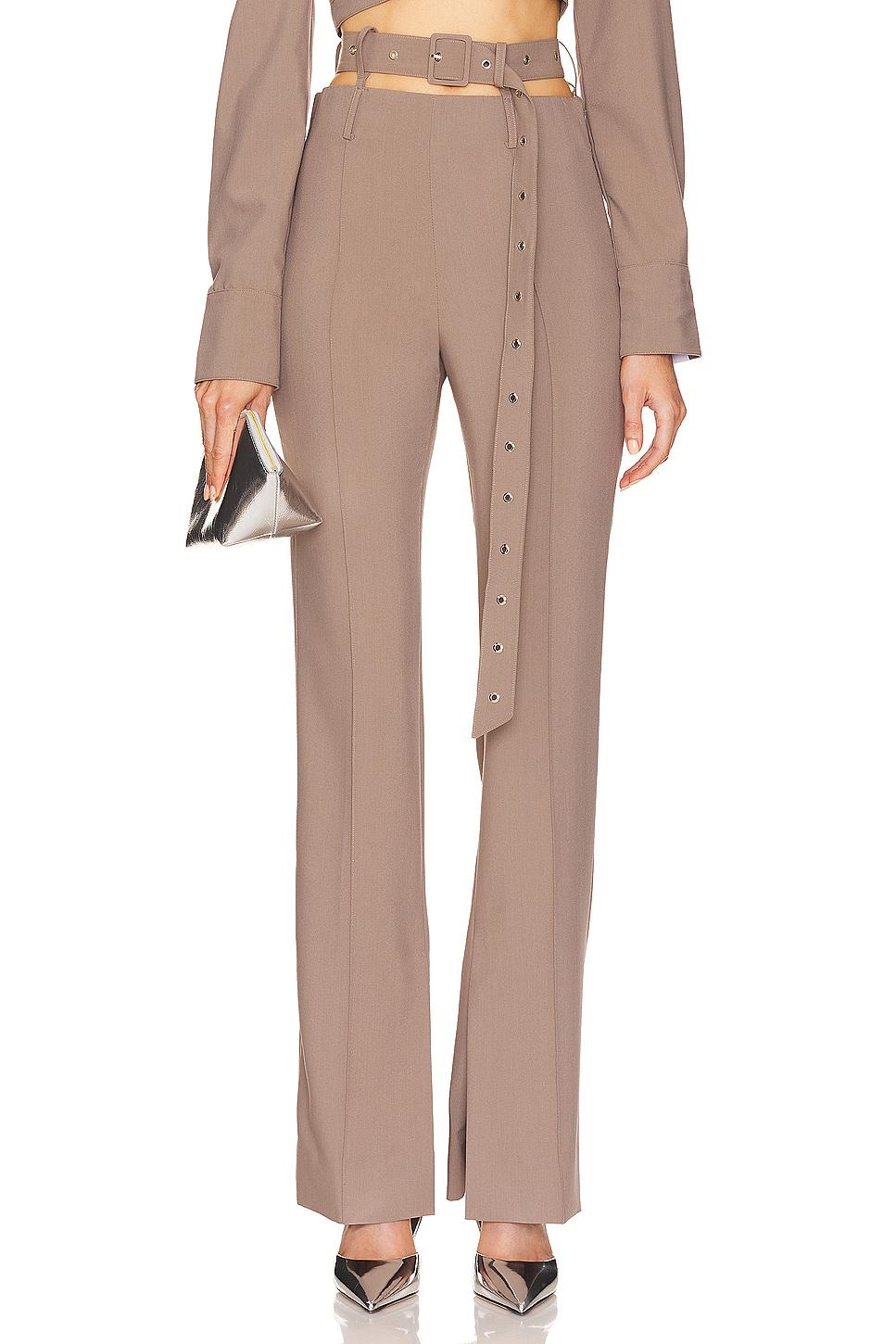 belt detailed flare trouser