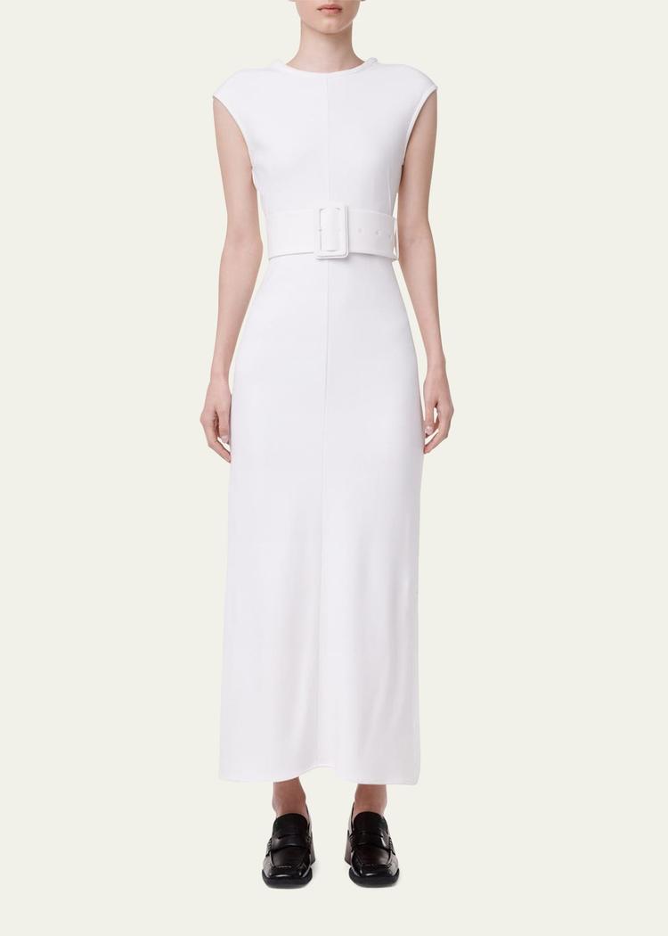 belted bias midi dress