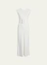 belted bias midi dress