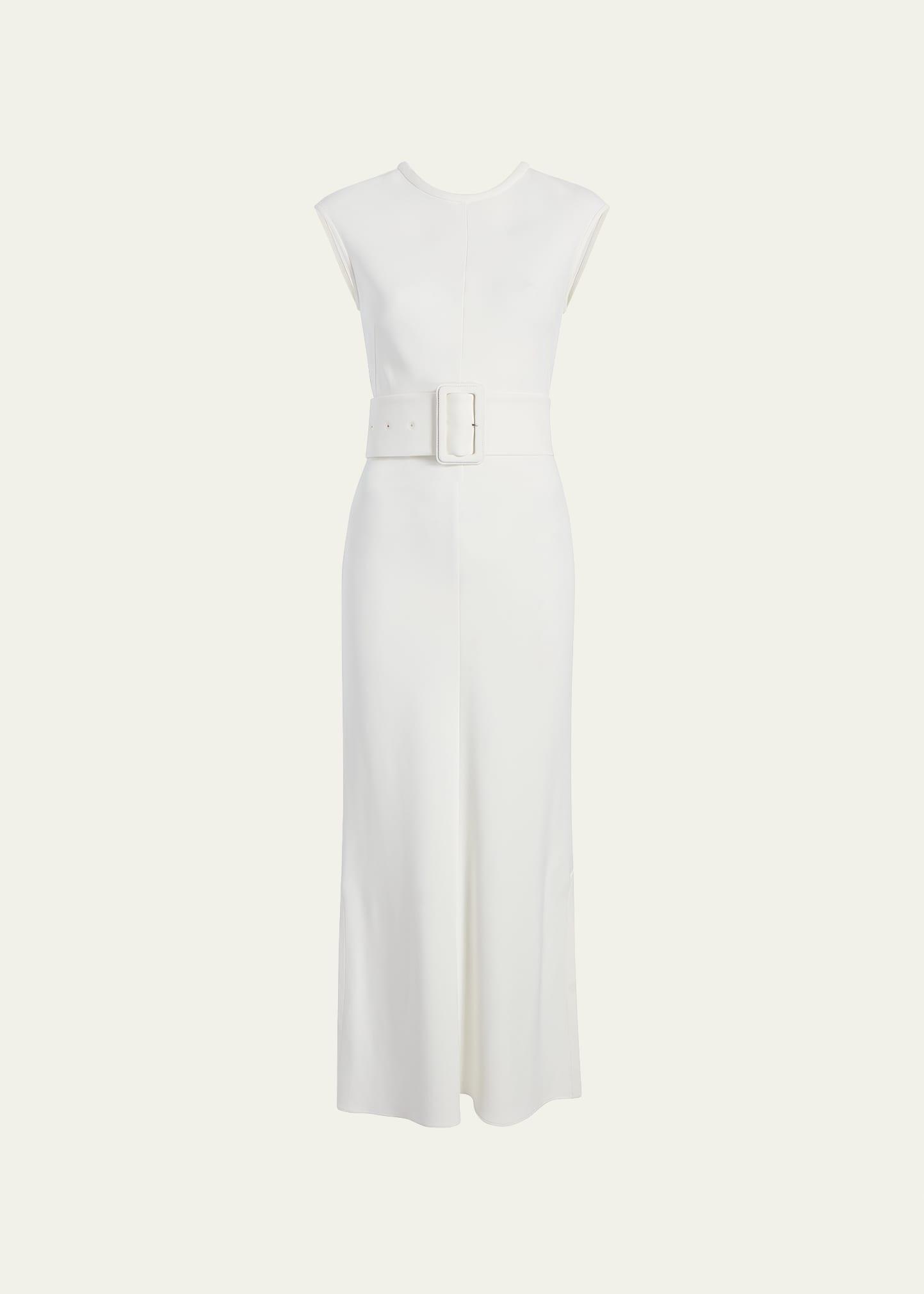 belted bias midi dress