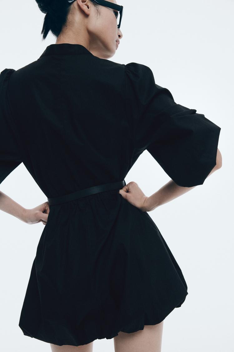 belted bubble-hem dress
