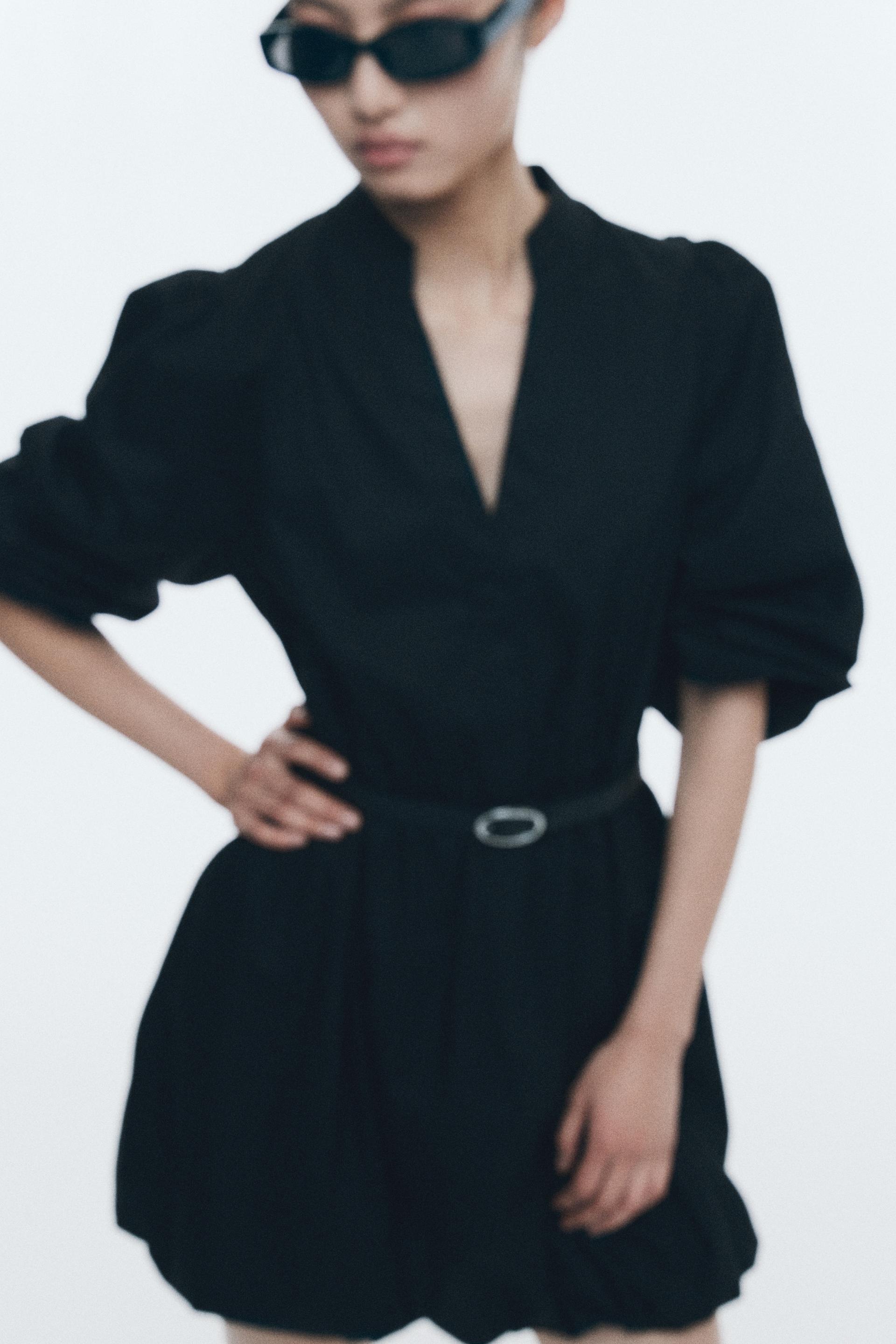 belted bubble-hem dress