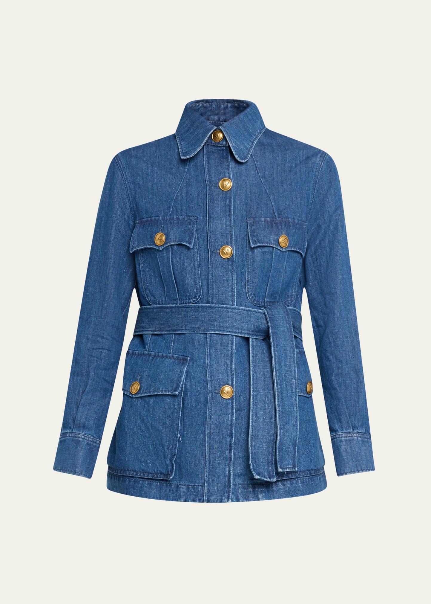 belted button down denim shirt