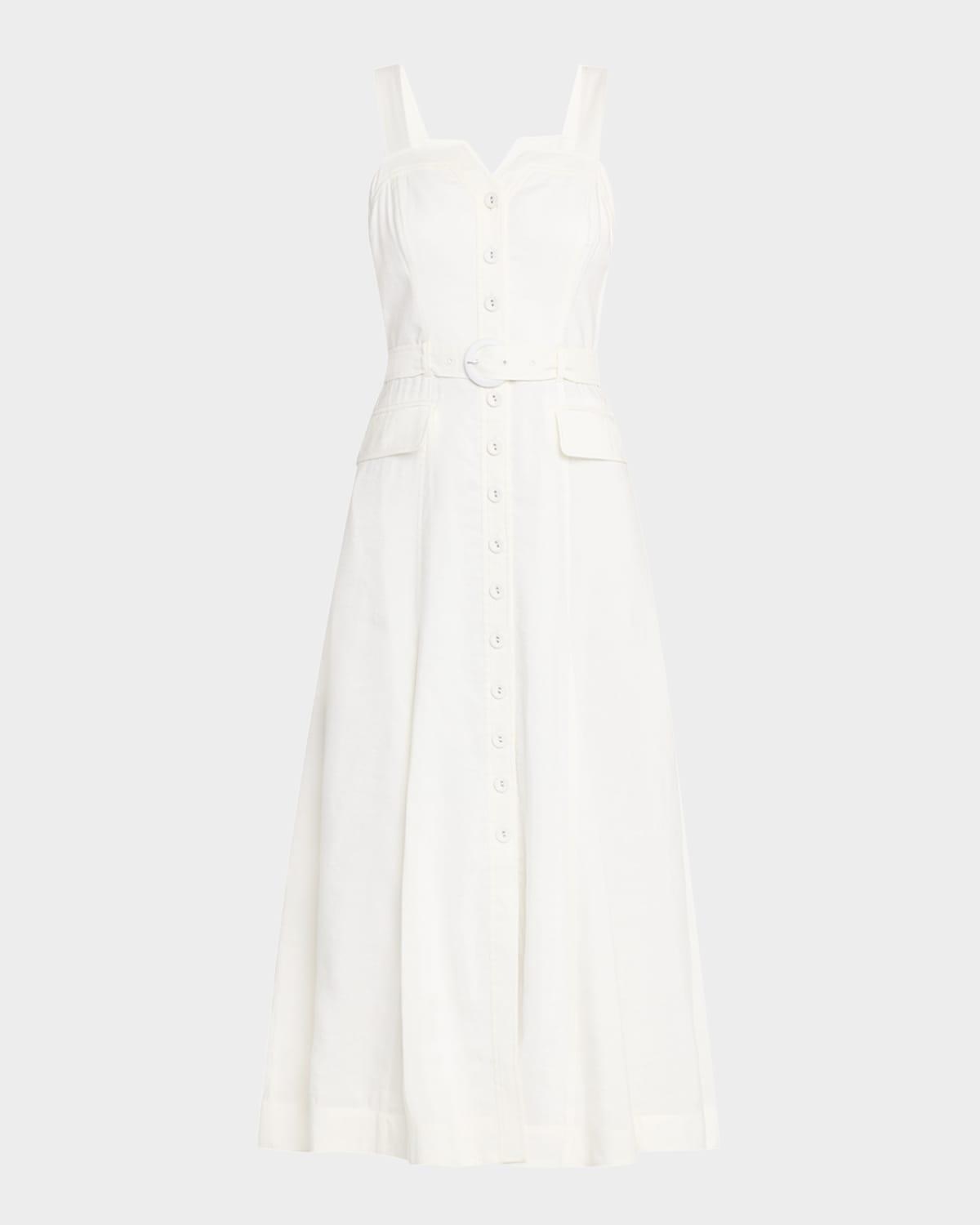belted button-front shirtdress