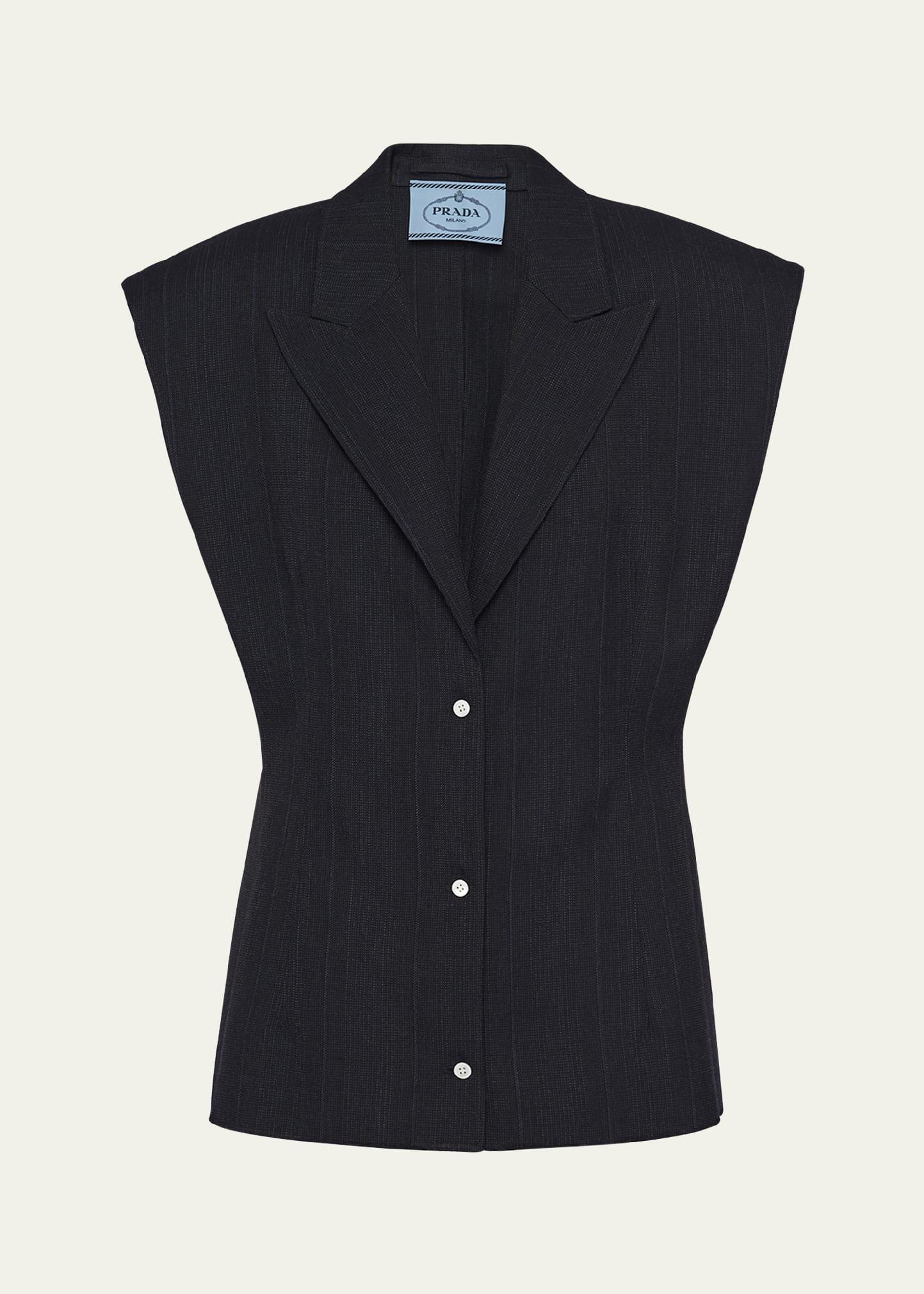 belted cap-sleeve wool vest