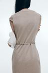 belted cap-sleeved dress