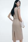 belted cap-sleeved dress
