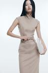 belted cap-sleeved dress