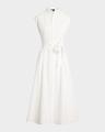 belted cotton sleeveless a-line dress