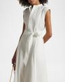 belted cotton sleeveless a-line dress